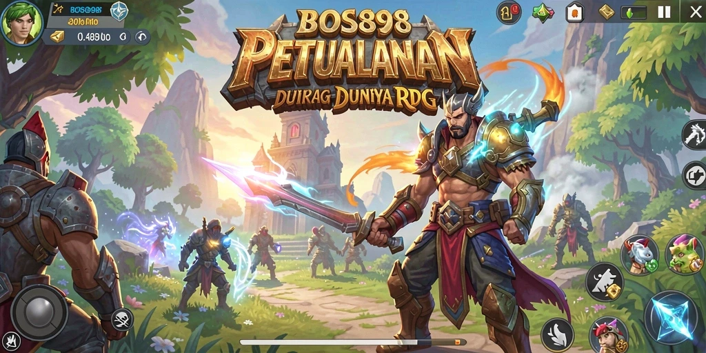 Screenshot utama BOS898 menampilkan aksi pertempuran seru di dunia RPG.