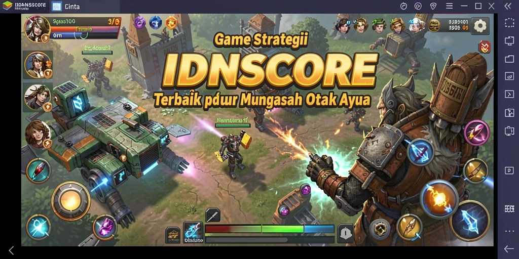 Screenshot gameplay IDNSCORE yang menunjukkan strategi dan taktik permainan.