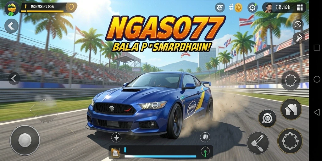Screenshot gameplay NGASO77 dengan aksi balap yang seru.