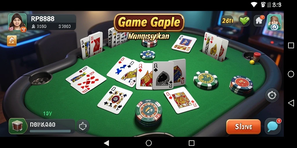 Screenshot gameplay Gaple yang seru dan mendebarkan di RP8888.