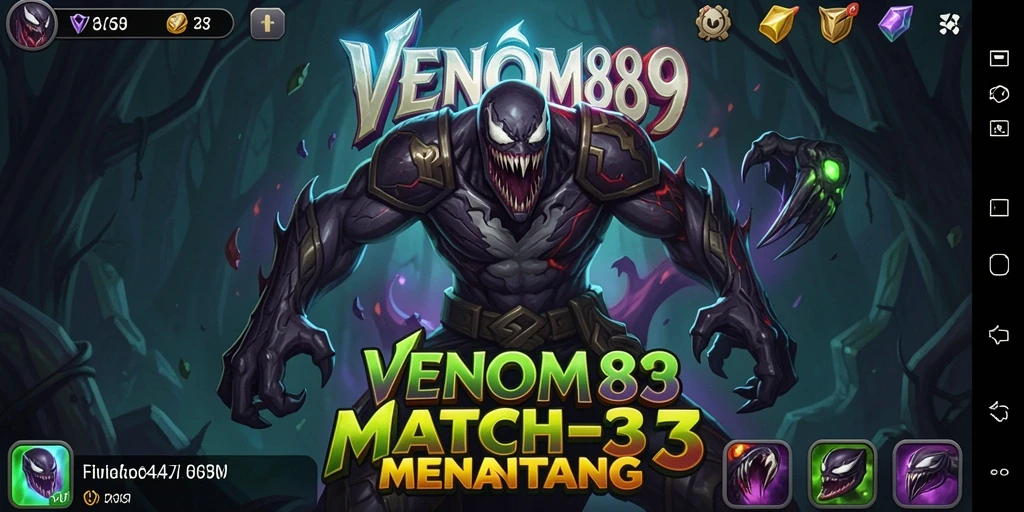 Tangkapan layar utama dari gameplay Match-3 yang penuh warna.